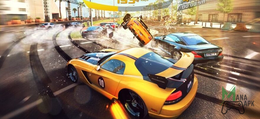 Asphalt 8 Mod Apk game with many sports car