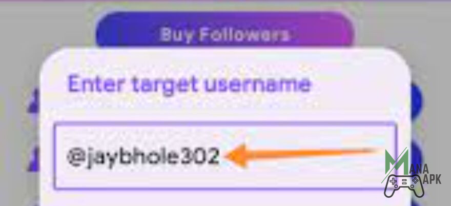 enter user name in top follow apk